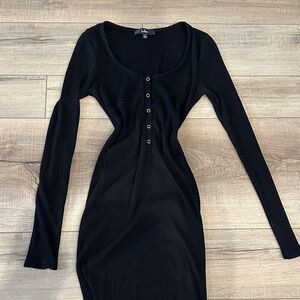 Black Long Sleeve button up Dress